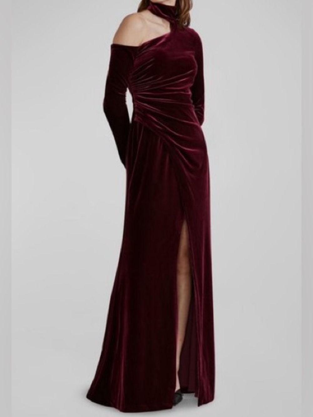 Zac Posen One-Shoulder Velvet Gown in Deep Wine Size 6 NWT